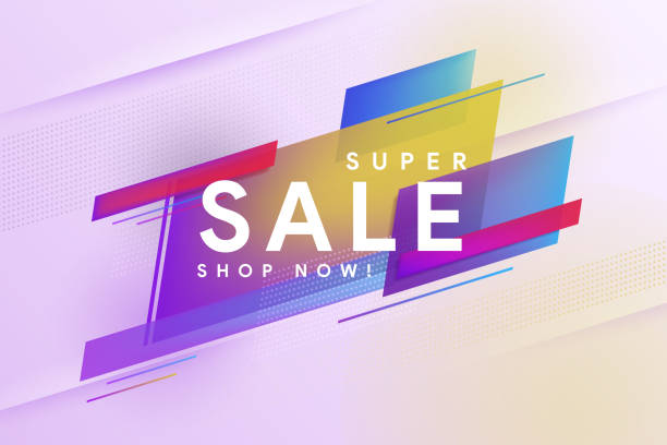 Super sale. Shop now banner. Trendy minimal design as template for cover, presentation, banner. vector art illustration