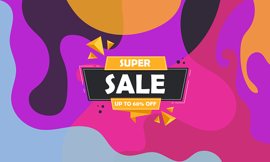 Super Sale Special Up To 60% Off. Super Sale Banner, Special Offer and Sale. Sale Banner Template Design Background.