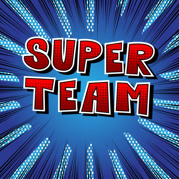 Super Team Comic book style phrase on abstract background. awe stock illustrations