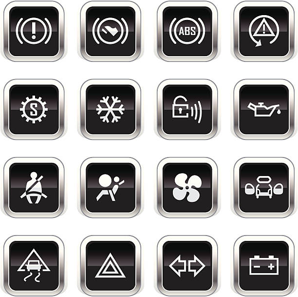 ilustrações de stock, clip art, desenhos animados e ícones de supergloss ícones-preto de indicadores de controlo - fechar porta bagagens