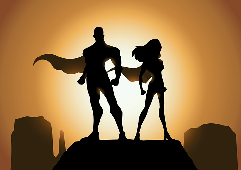 Superhero Couple Silhouette
