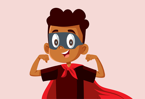 Superhero Little Boy Vector Cartoon Illustration