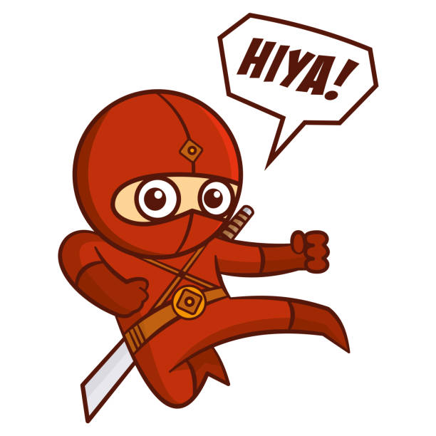 illustrations, cliparts, dessins animés et icônes de super-héros rouge ninja kid - ninja