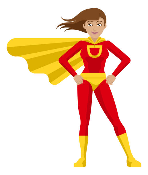 супергерой женщина мультфильм - clip art of a female superheroes with capes stock...