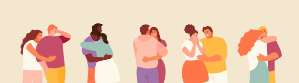 Supportive and comforting people People hugging and supporting each other. Love and care vector illustration unhappy couple stock illustrations