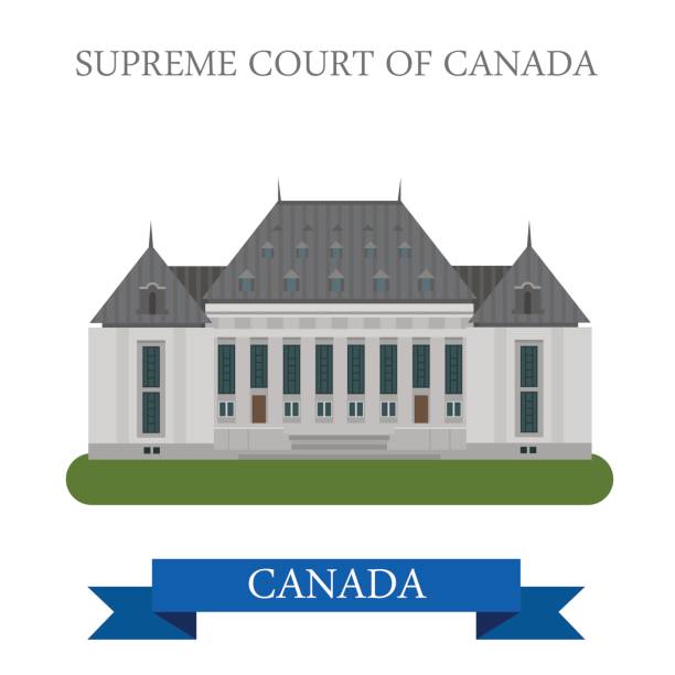 Supreme Court of Canada in Ottawa. Flat cartoon style historic sight showplace attraction web site vector illustration. World countries cities vacation travel sightseeing North America collection.  supreme court stock illustrations