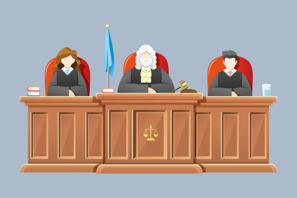 верховный суд с судьями, сидящими - supreme court stock illustrations