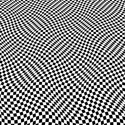 3D surface of checked waves of warped squares, with perspective