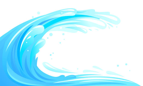 серфинг волна изолированных иллюстративный - tsunami stock illustrations