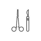 istock Surgical instruments line icon 836055690