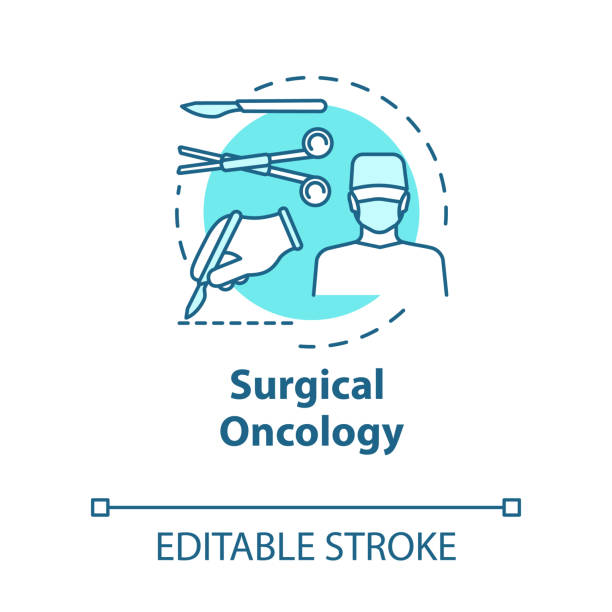 Surgical oncology concept icon. Surgery to remove tumor. Procedure for treatment. Operation room idea thin line illustration. Vector isolated outline RGB color drawing. Editable stroke Surgical oncology concept icon. Surgery to remove tumor. Procedure for treatment. Operation room idea thin line illustration. Vector isolated outline RGB color drawing. Editable stroke general view stock illustrations
