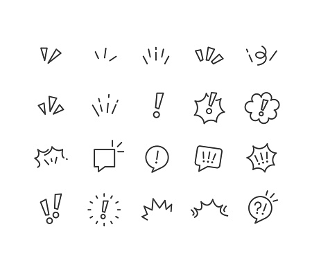 Editable Stroke - Surprise, Attention and Inspiration - Line Icons