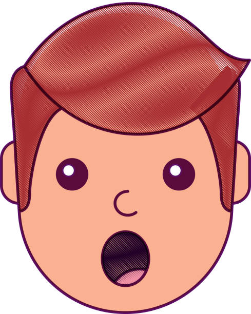 surprised man face expresion facial style vector illustration drawing...