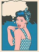 surprised woman in retro old comic style