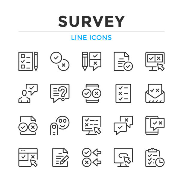 Survey line icons set. Modern outline elements, graphic design concepts. Stroke, linear style. Simple symbols collection. Vector line icons  application form stock illustrations
