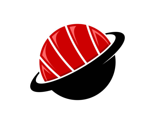 stockillustraties, clipart, cartoons en iconen met sushi met planeetvormlogo - kookeiland