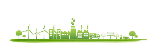 illustrations, cliparts, dessins animés et icônes de bannière de concept d’affaires de durabilité et d’industries vertes, illustration de vecteur - climate change