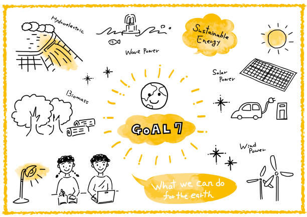 持続可能な開発目標 goal7 画像描きイラストセット - sdgs点のイラスト素材／クリップアート素材／マンガ素材／アイコン素材