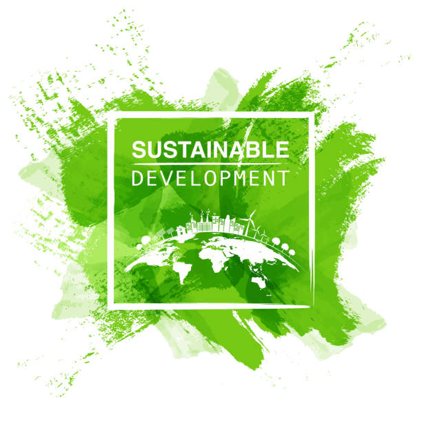 nachhaltige entwicklung-logo - brushed eco vector stock-grafiken, -clipart, -cartoons und -symbole