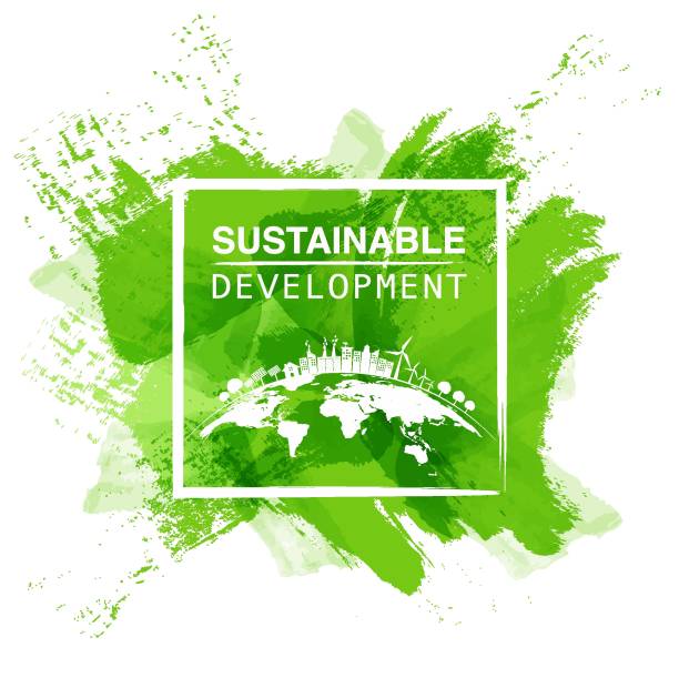 nachhaltige entwicklung-logo - brushed eco vector stock-grafiken, -clipart, -cartoons und -symbole