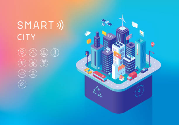 illustrazioni stock, clip art, cartoni animati e icone di tendenza di concetto di smart city sostenibile - smart city