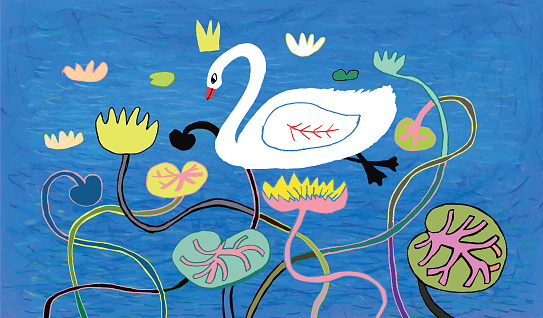 Swan on colourful background