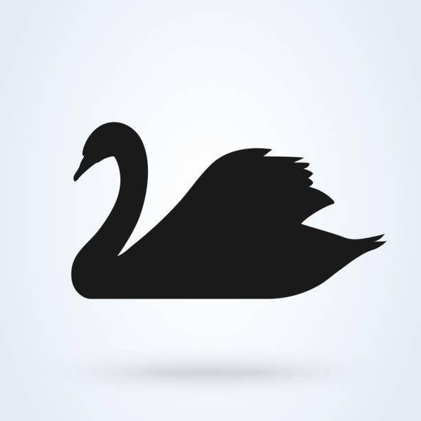 swan vector icon. silhouette sign on white background. swan vector icon. swan sign on white background. swan stock illustrations