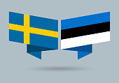 istock Sweden and Estonia flags. Swedish and Estonian national symbols. Vector illustration. 1313126555