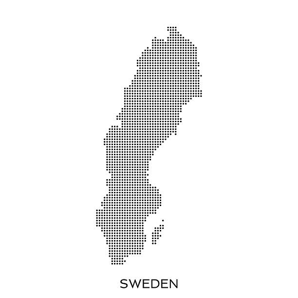 sweden dot halftone pattern map - sweden stock illustrations
