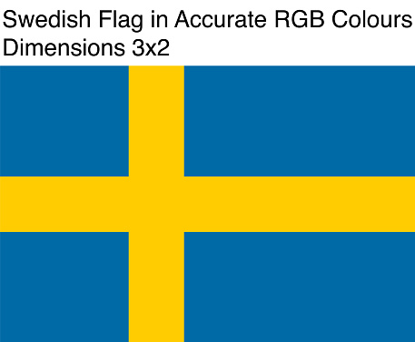 Swedish Flag in Accurate RGB Colors (Dimensions 3x2)