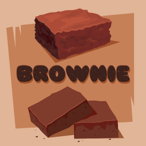 stockillustraties, clipart, cartoons en iconen met zoete chocolade fudge brownie square - brownie