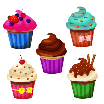 Sweet Cupcakes Icon Object Collection Set Stock Illustration - Download  Image Now - iStock