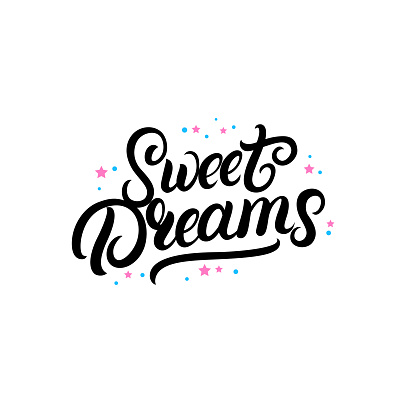 Sweet Dreams Hand Written Lettering With Stars Stock Illustration ...