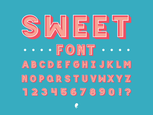 Sweet font. Vector alphabet Sweet font. Vector alphabet letters and numbers. Typeface design. sweet food stock illustrations
