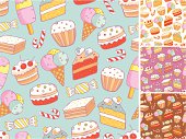 Vector seamless pattern of sweets.