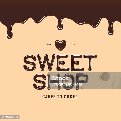 istock Sweet shop icontype template. Chocolate style text. Vector illustration. 871540554