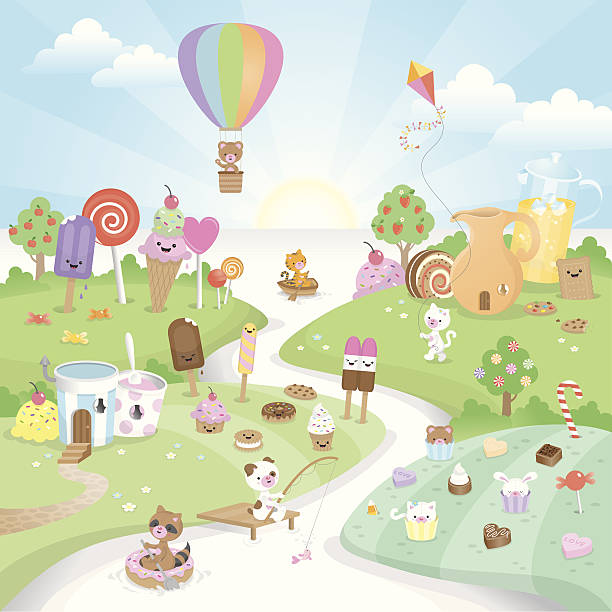 ilustraciones, imágenes clip art, dibujos animados e iconos de stock de sweet verano paraíso de caramelo - candy canes