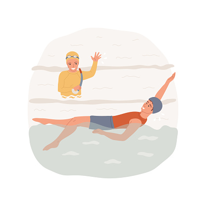 Swimming and diving isolated cartoon vector illustration