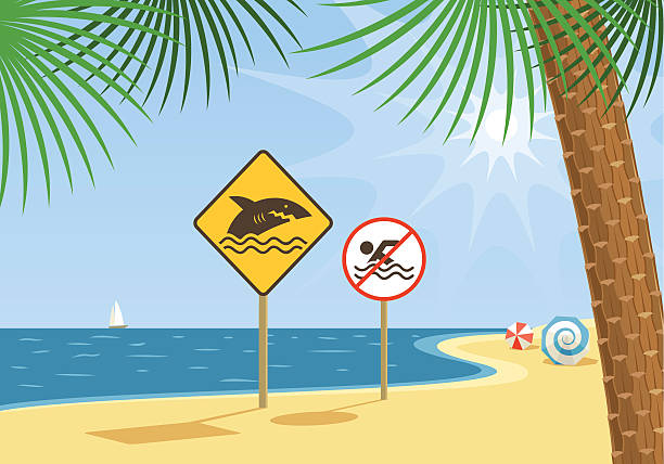 stockillustraties, clipart, cartoons en iconen met swimming is forbidden - strandbordjes