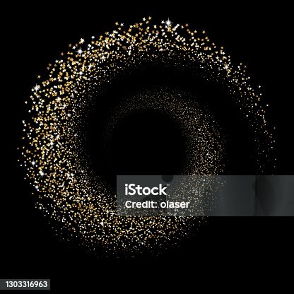 istock Swirl made of fine golden stars pattern 1303316963