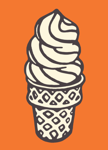 Swirled Soft Serve Ice Cream Cone