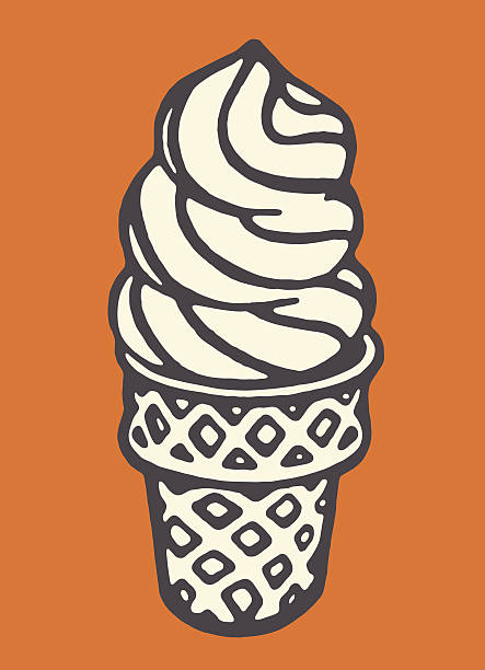 swirled lód w waflu - ice cream stock illustrations