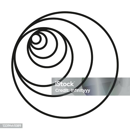 istock Swirling symbol. Optical illusion. Tunnel abstract logo. Vector illustration. 1339441089