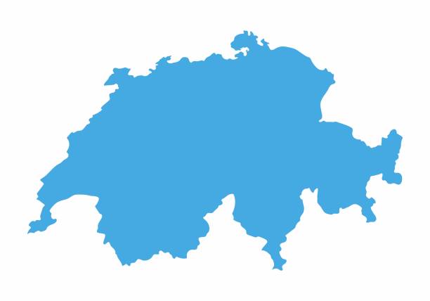 흰색 바탕에 파란색 스위스 지도입니다. 벡터 일러스트 레이 션 - 스위스 stock illustrations
