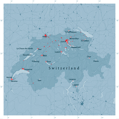 Switzerland Vector Road Map