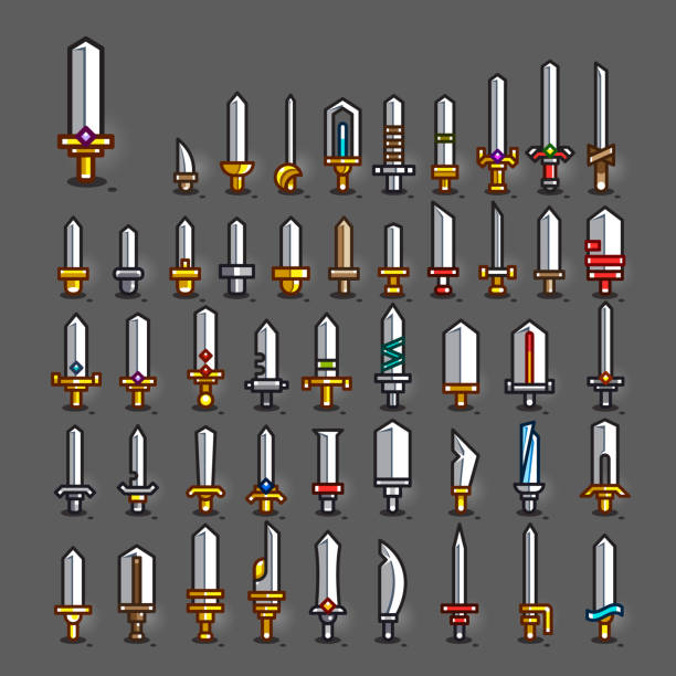 Swords for creating video games. Set 1. Big set of 47 swords for creating video games. Set 1. rich strike stock illustrations
