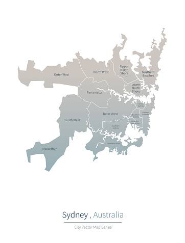 Sydney Map. a major city in the Australia.