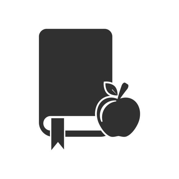 stockillustraties, clipart, cartoons en iconen met symbol of knowledge. apple and book. vector. eps-10 (non transparent elements,non gradient) - hogeschool rood samen