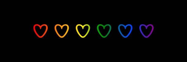 ilustraciones, imágenes clip art, dibujos animados e iconos de stock de lgbtq + símbolo de amor. cartel de la comunidad lgbt, pancarta lgbt. concepto lgbt. mes de la comunidad del orgullo gay. los corazones se forman en colores de bandera lgbtq. póster de amor gay lesbiana transgénero con bandera lgbt del arco iris ondulado - nyc pride parade