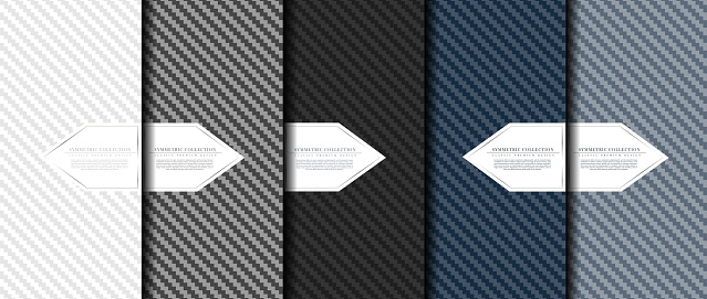 Symmetric collection abstract carbon fiber pattern background card template vector